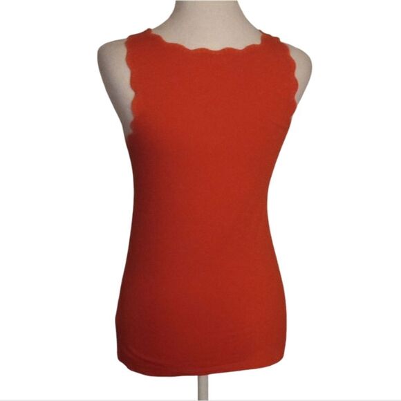 J. Crew Orange Scalloed Trim Eyelet Detail Cotton Tank Top Size XS - Picture 4 of 8